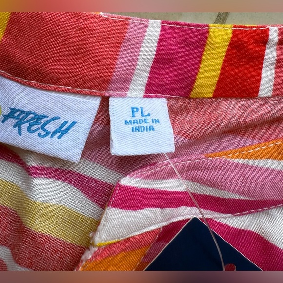 Women’s Kiwi & Fresh Tank Top pink colorful stripes sleeveless summer Rayon PL - Picture 5 of 14